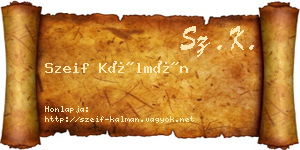 Szeif Kálmán névjegykártya